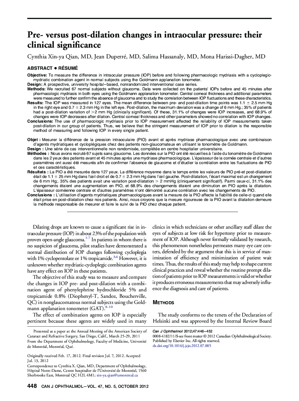 Pre- versus post-dilation changes in intraocular pressure: their clinical significance