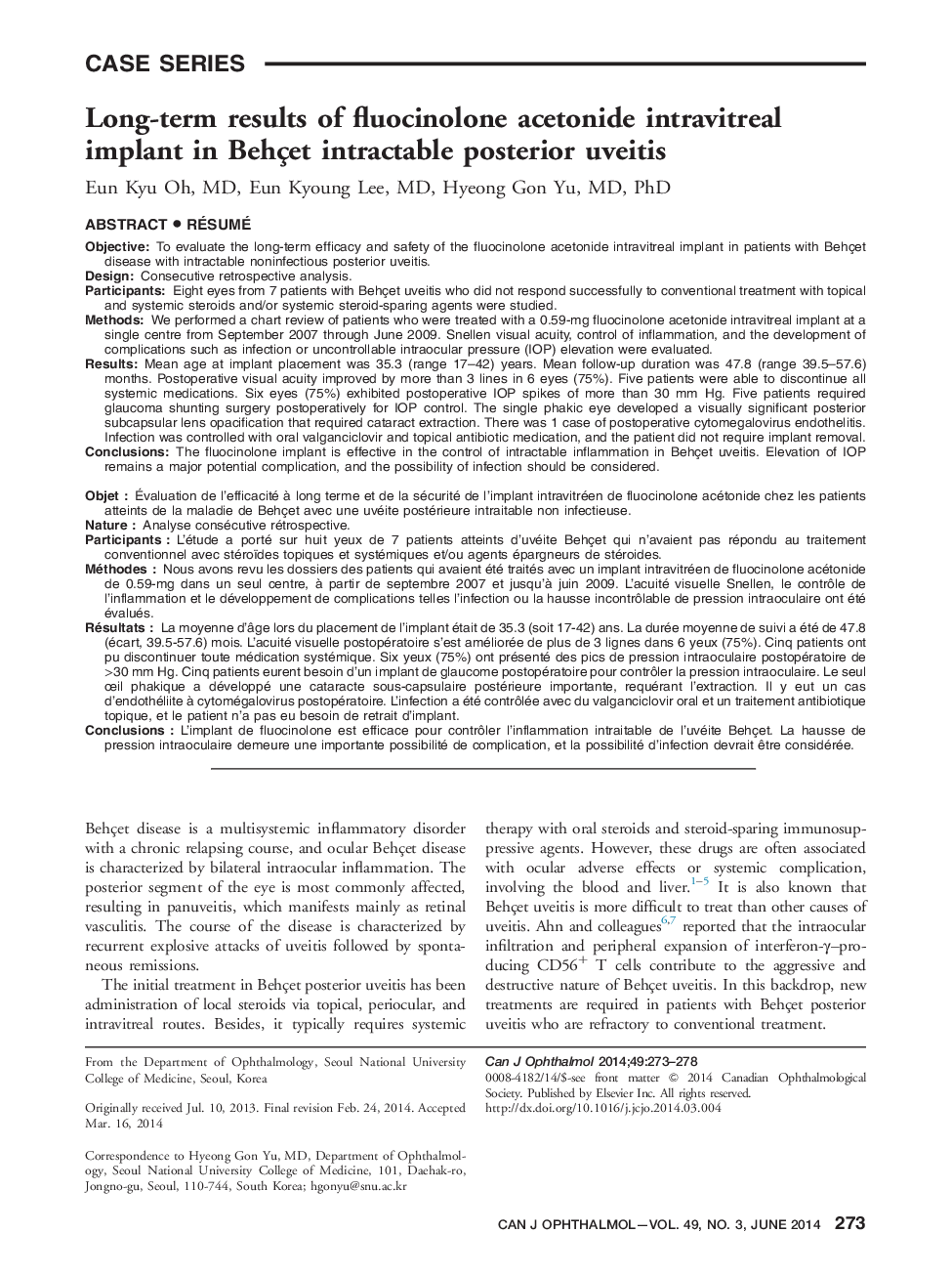 Long-term results of fluocinolone acetonide intravitreal implant in Behçet intractable posterior uveitis