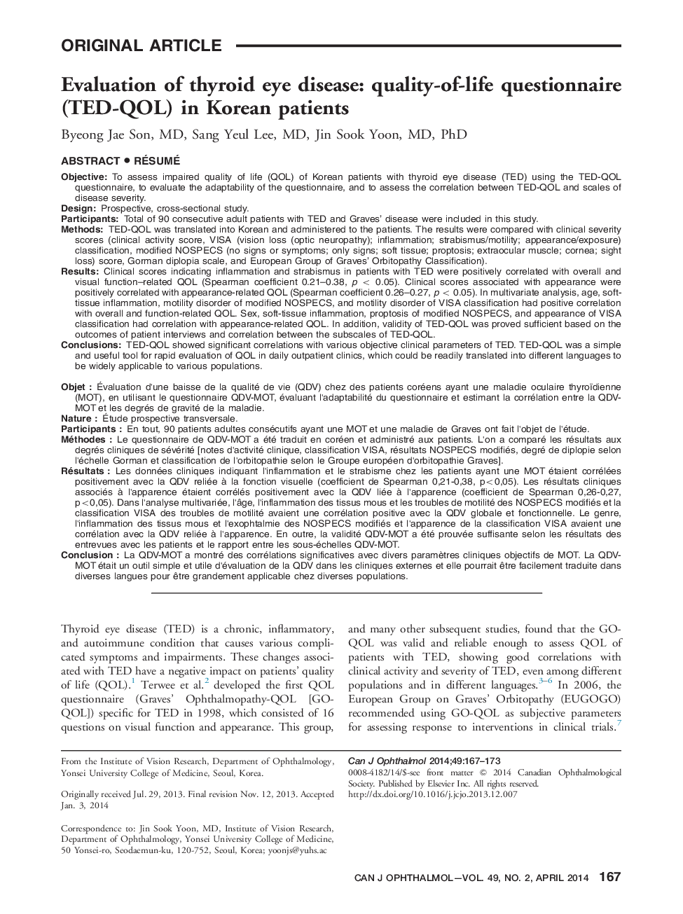 Evaluation of thyroid eye disease: quality-of-life questionnaire (TED-QOL) in Korean patients