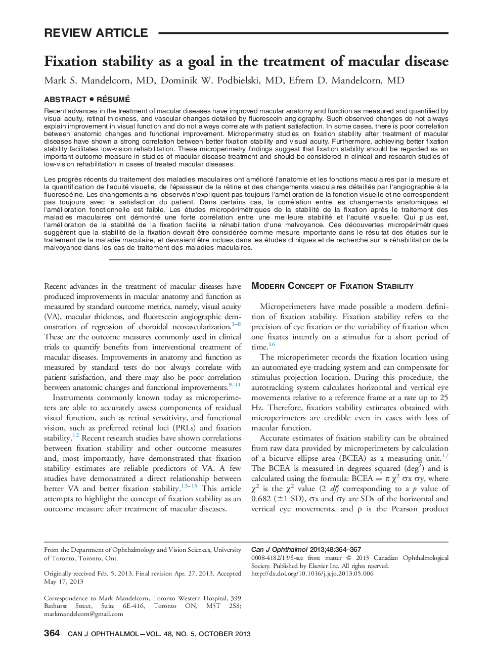 Fixation stability as a goal in the treatment of macular disease