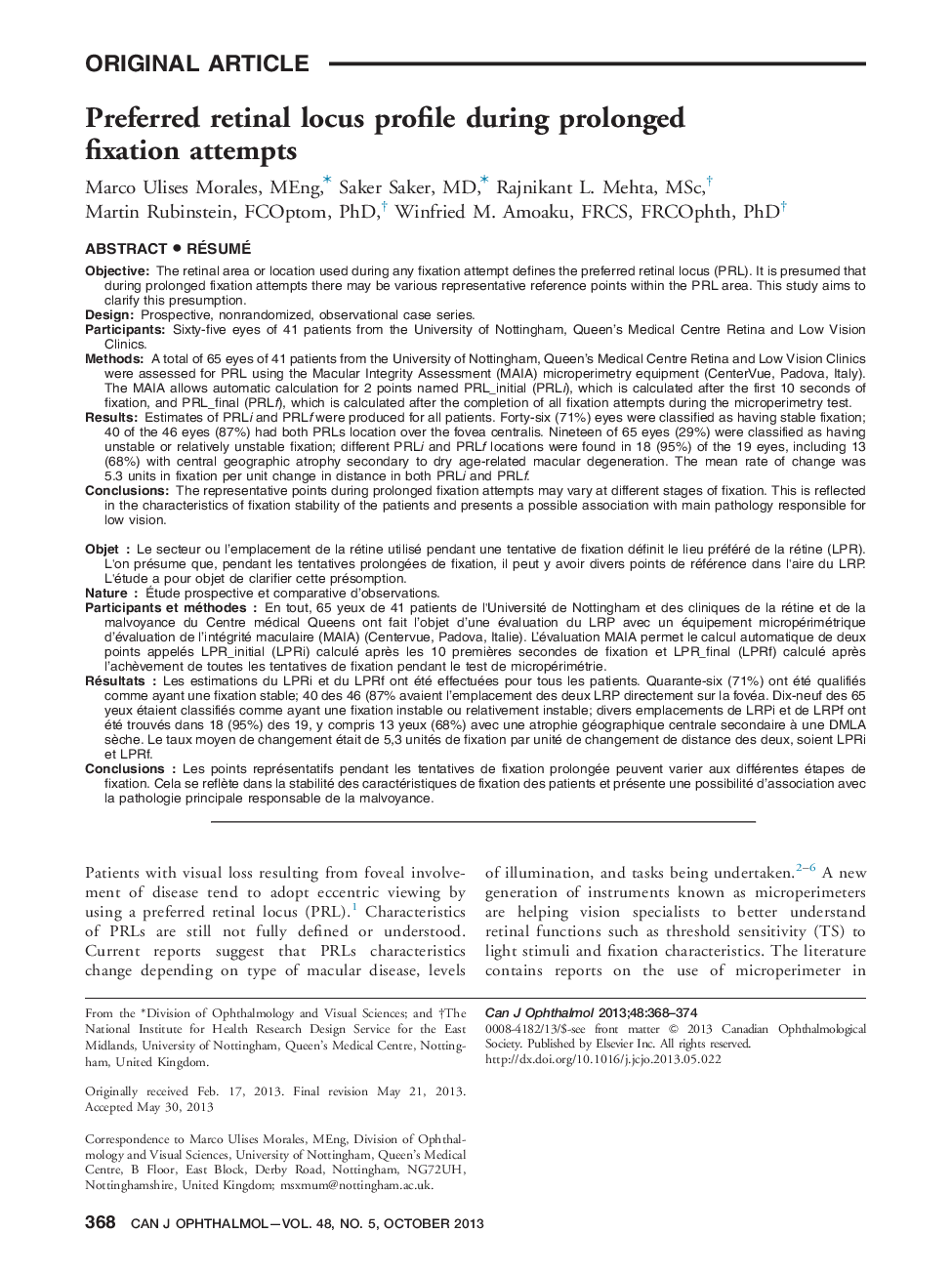 Preferred retinal locus profile during prolonged fixation attempts