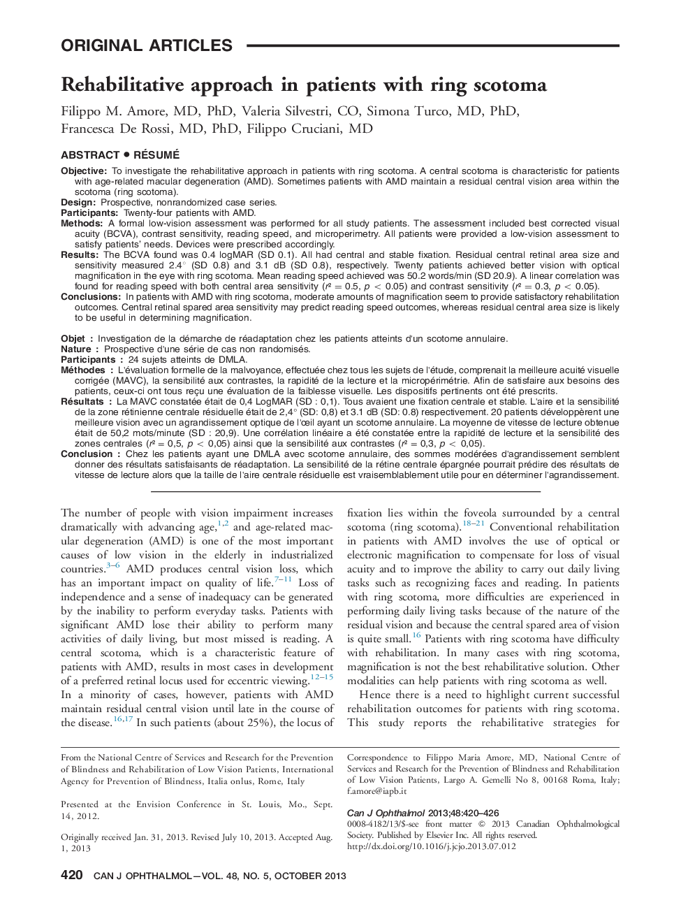 Rehabilitative approach in patients with ring scotoma 