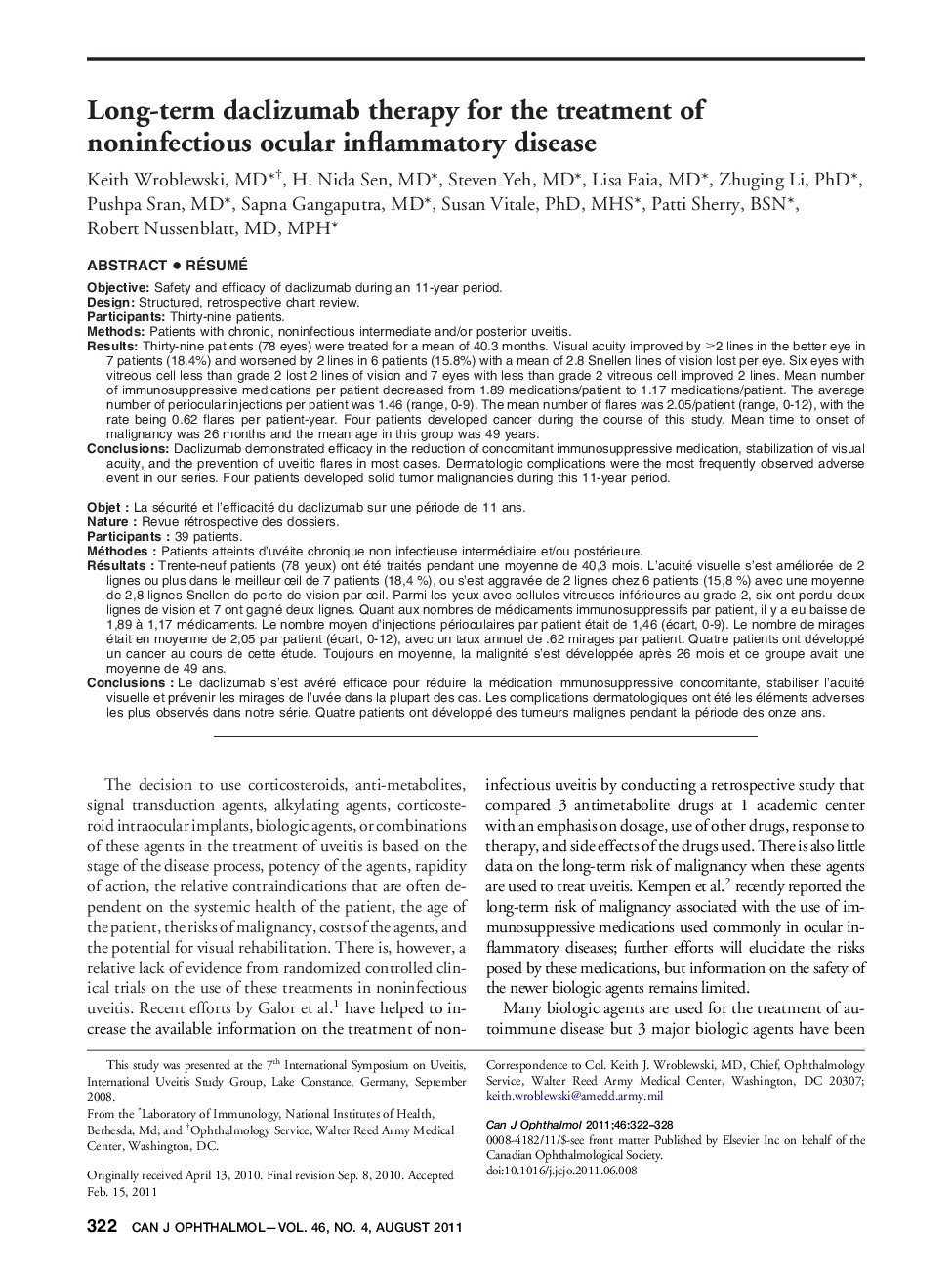 Long-term daclizumab therapy for the treatment of noninfectious ocular inflammatory disease