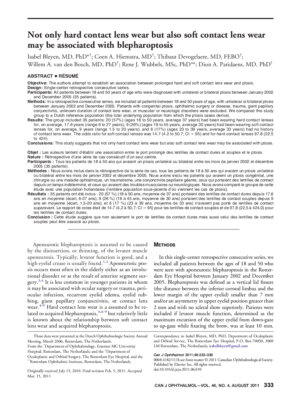 Not only hard contact lens wear but also soft contact lens wear may be associated with blepharoptosis