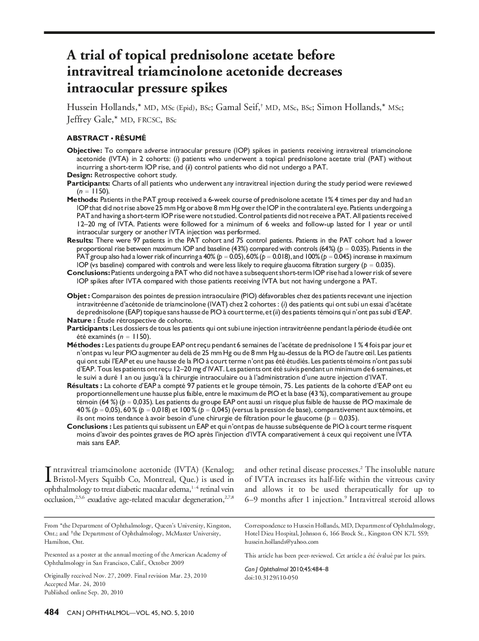 A trial of topical prednisolone acetate before intravitreal triamcinolone acetonide decreases intraocular pressure spikes 12