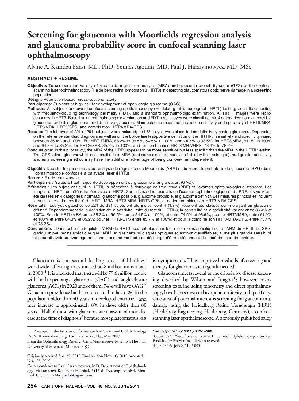 Screening for glaucoma with Moorfields regression analysis and glaucoma probability score in confocal scanning laser ophthalmoscopy
