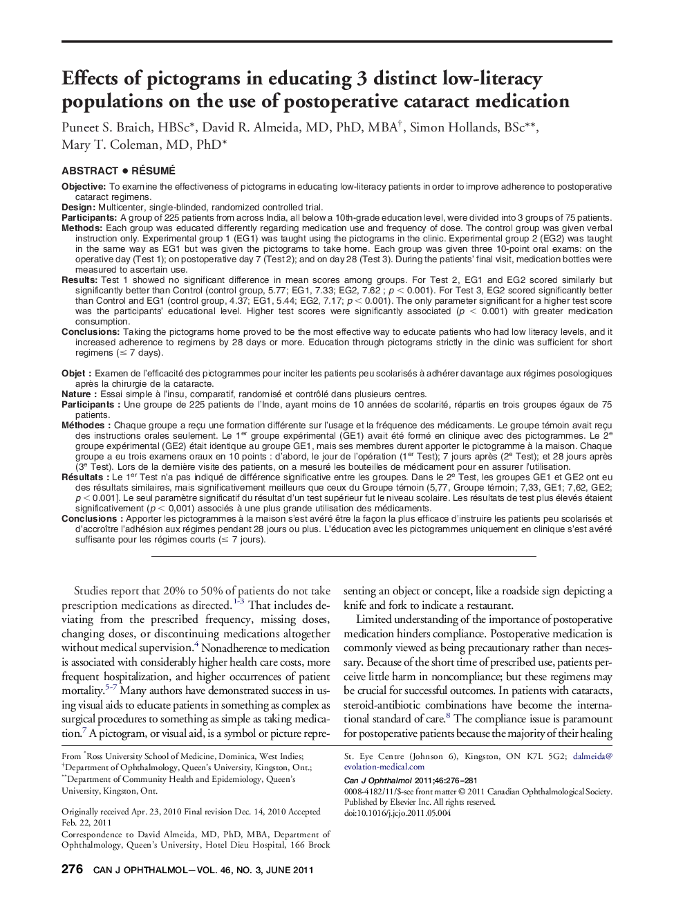 Effects of pictograms in educating 3 distinct low-literacy populations on the use of postoperative cataract medication