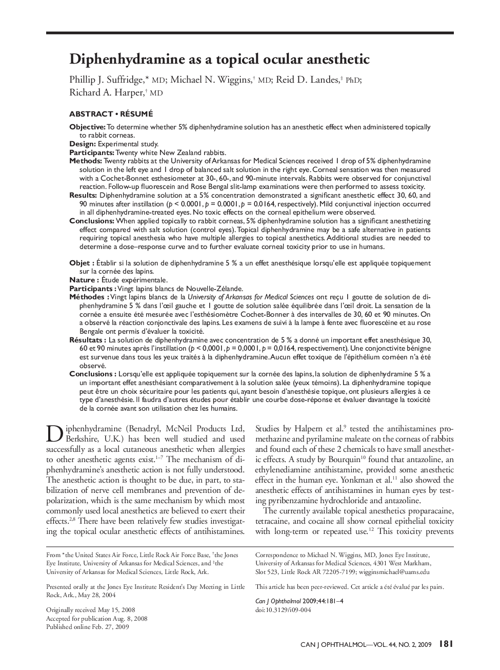 Diphenhydramine as a topical ocular anesthetic 12
