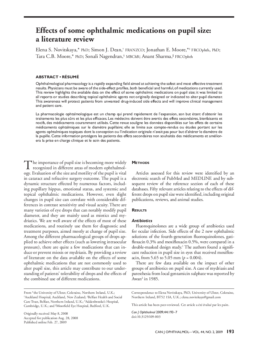 Effects of some ophthalmic medications on pupil size: a literature review **