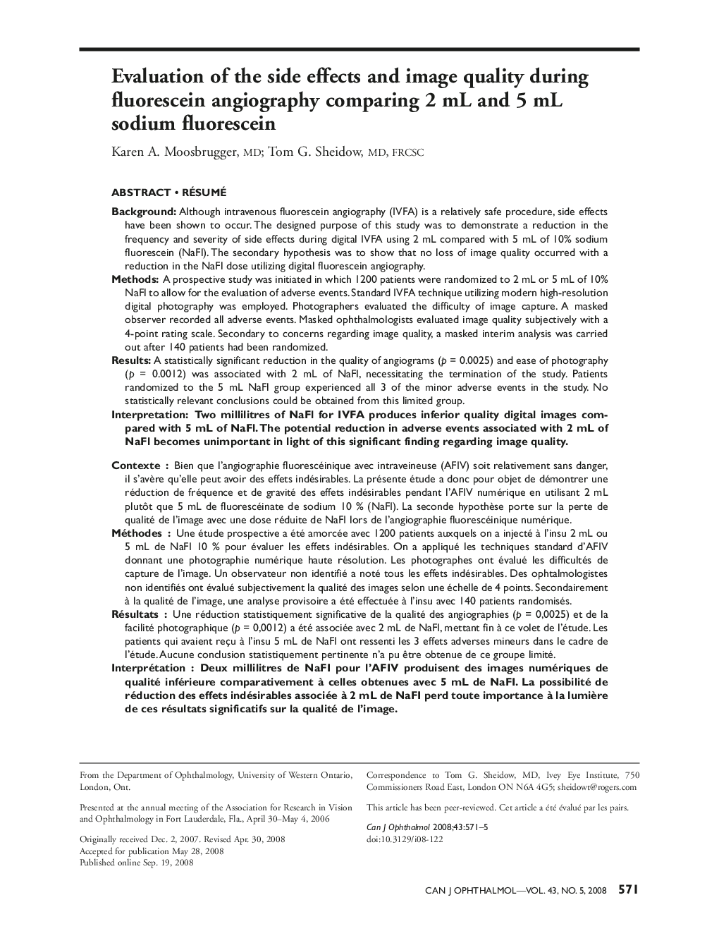 Evaluation of the side effects and image quality during fluorescein angiography comparing 2 mL and 5 mL sodium fluorescein 12