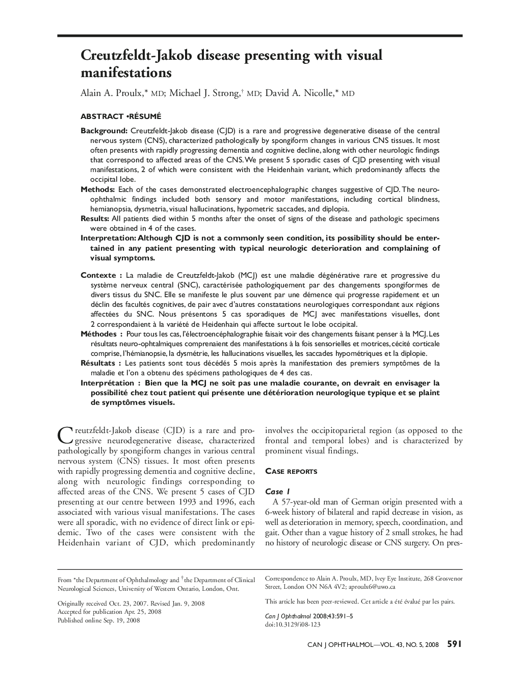 Creutzfeldt-Jakob disease presenting with visual manifestations a