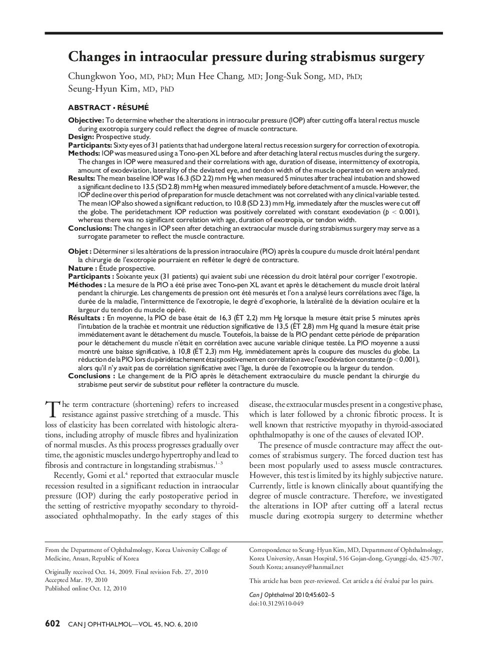عکس صفحه اول مقاله: Changes in intraocular pressure during strabismus surgery a Changes in intraocular pressure during strabismus surgery a