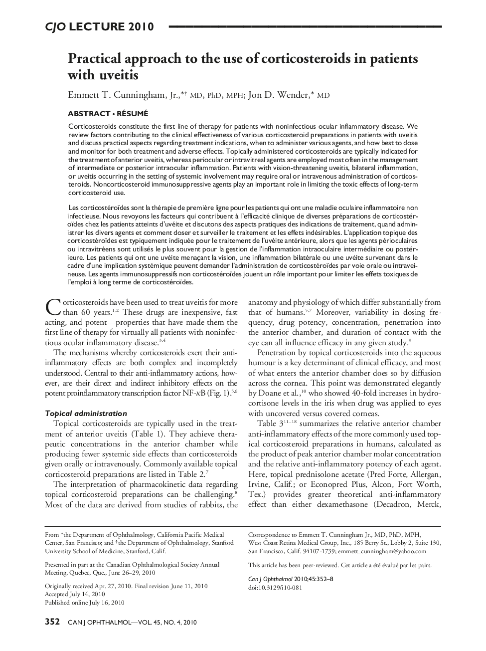 Practical approach to the use of corticosteroids in patients with uveitis ab