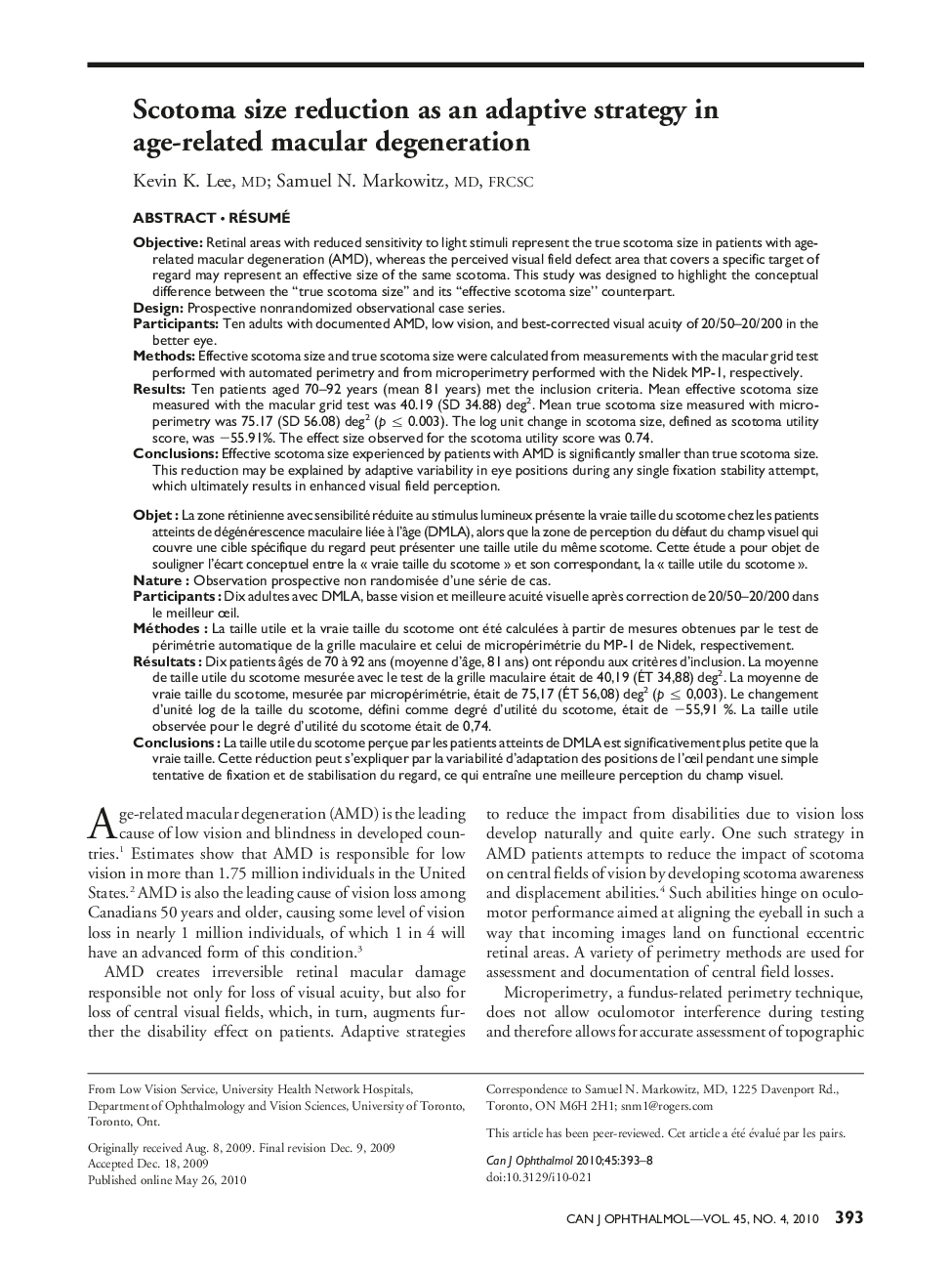 Scotoma size reduction as an adaptive strategy in age-related macular degeneration a