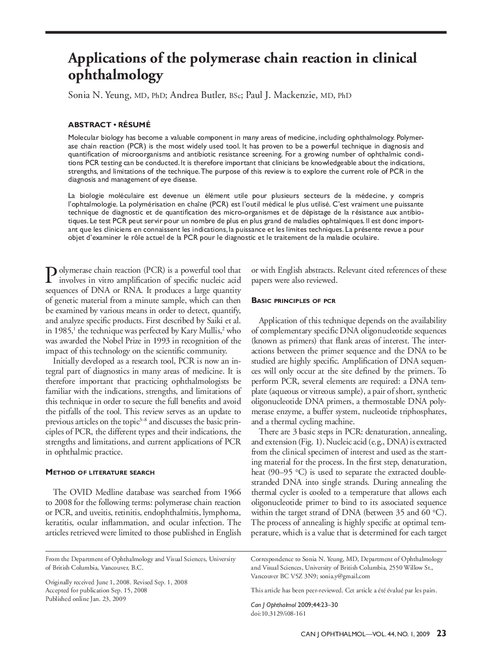 Applications of the polymerase chain reaction in clinical ophthalmology 1