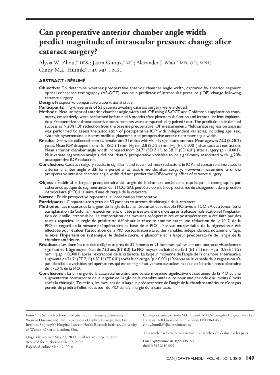 Can preoperative anterior chamber angle width predict magnitude of intraocular pressure change after cataract surgery? a