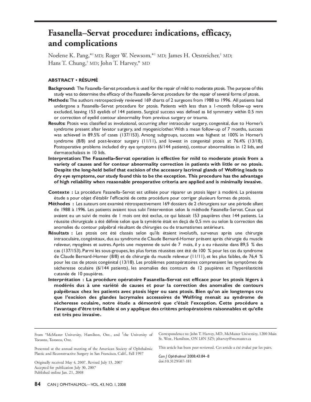 Fasanella—Servat procedure: indications, efficacy, and complications a