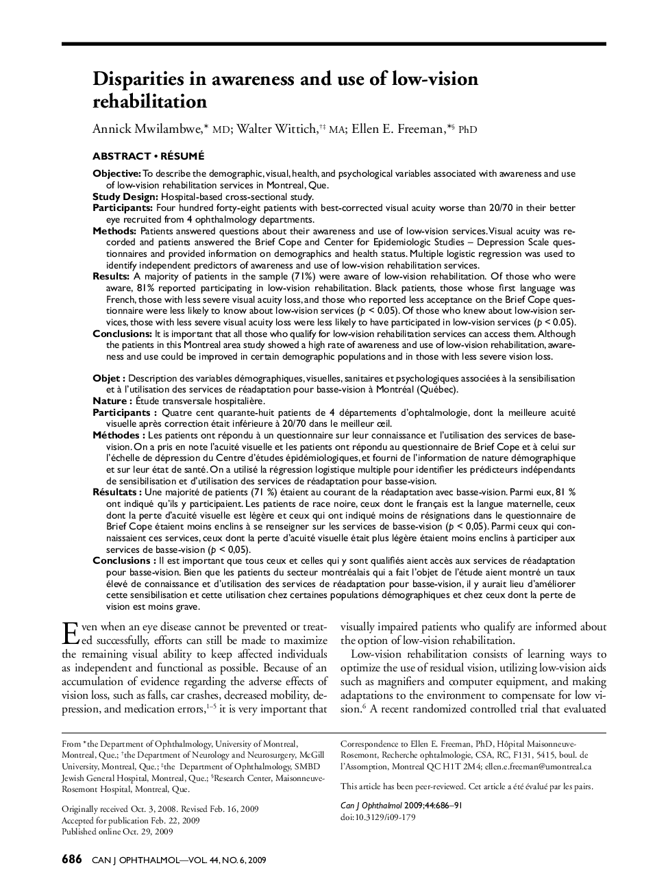 Disparities in awareness and use of low-vision rehabilitation a