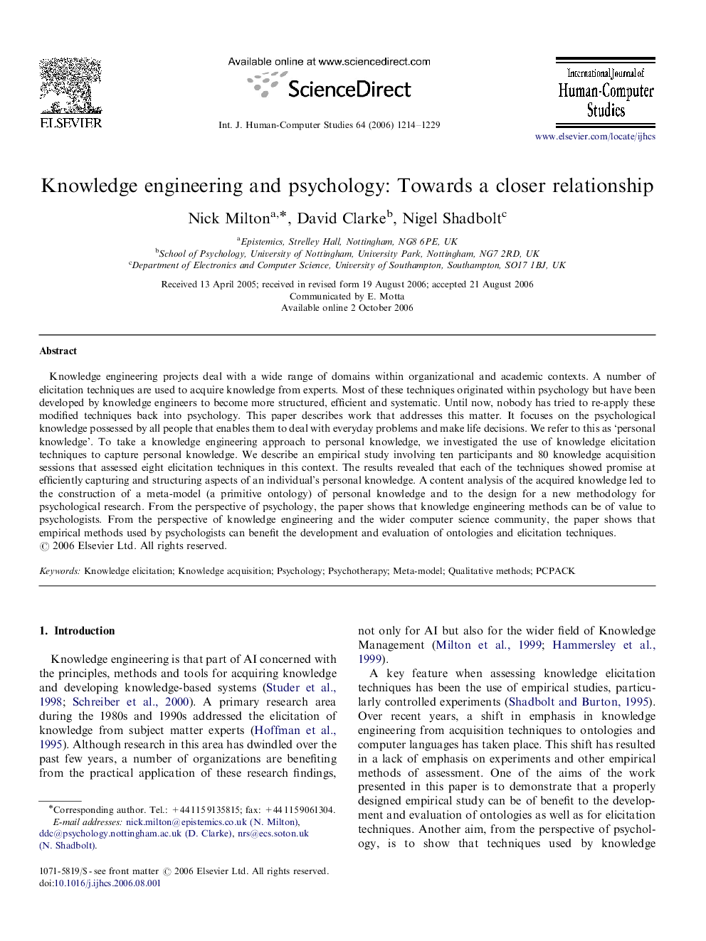 Knowledge engineering and psychology: Towards a closer relationship