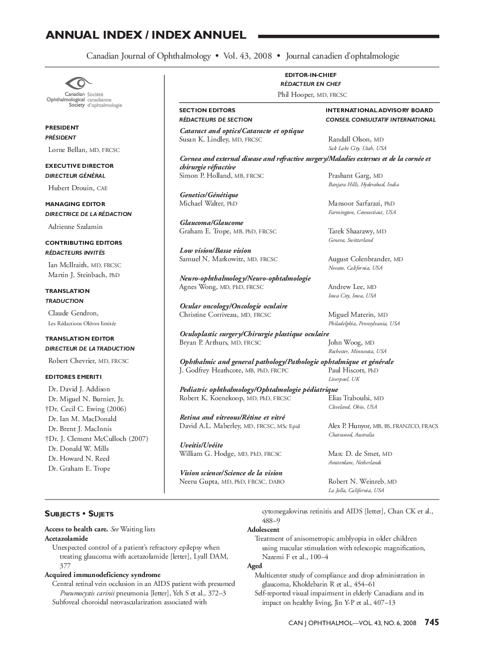Annual index/index annuel