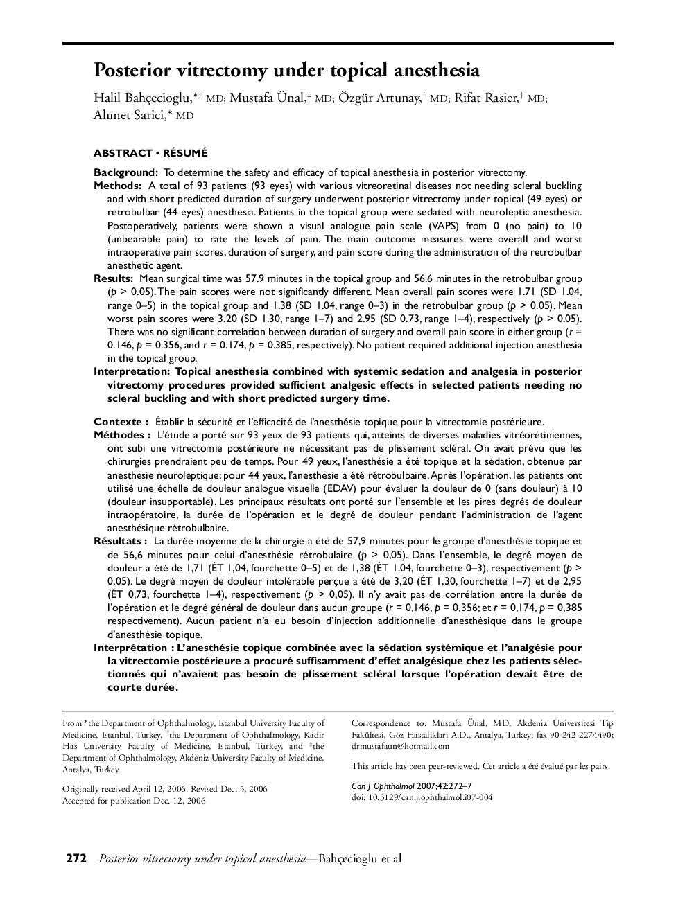 Posterior vitrectomy under topical anesthesia 1