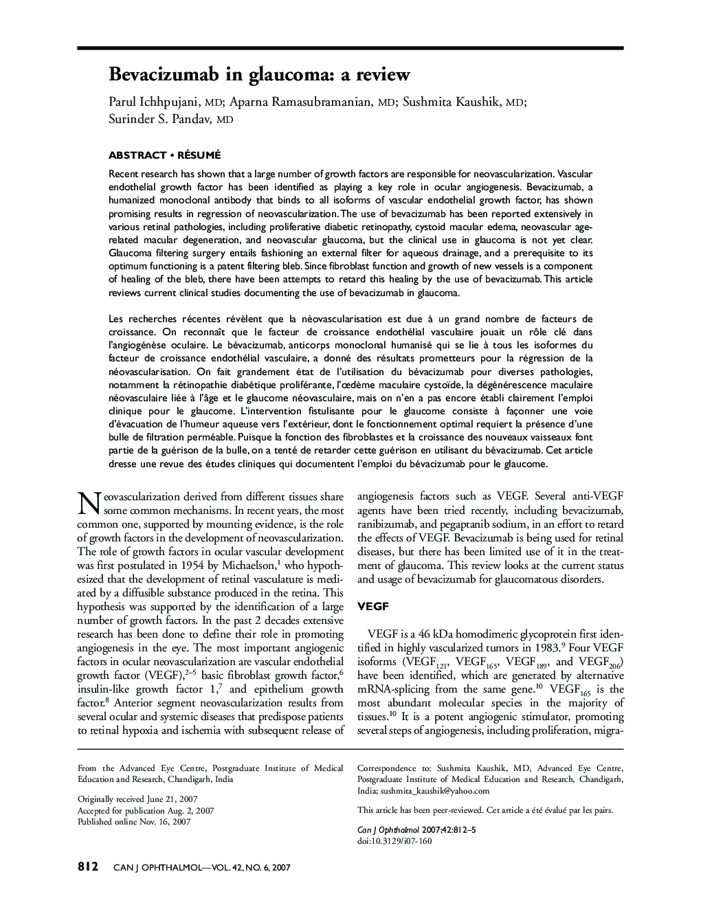 Bevacizumab in glaucoma: a review a