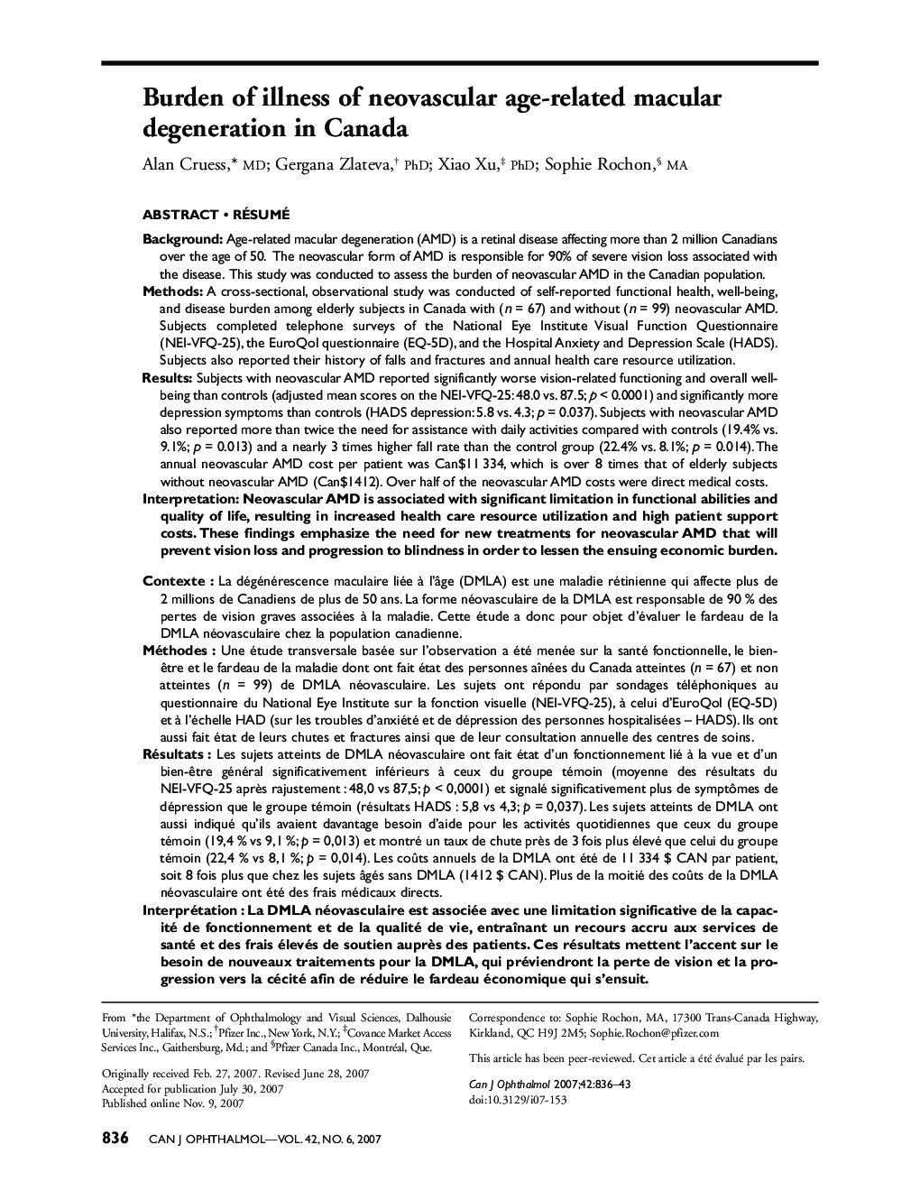 Burden of illness of neovascular age-related macular degeneration in Canada a