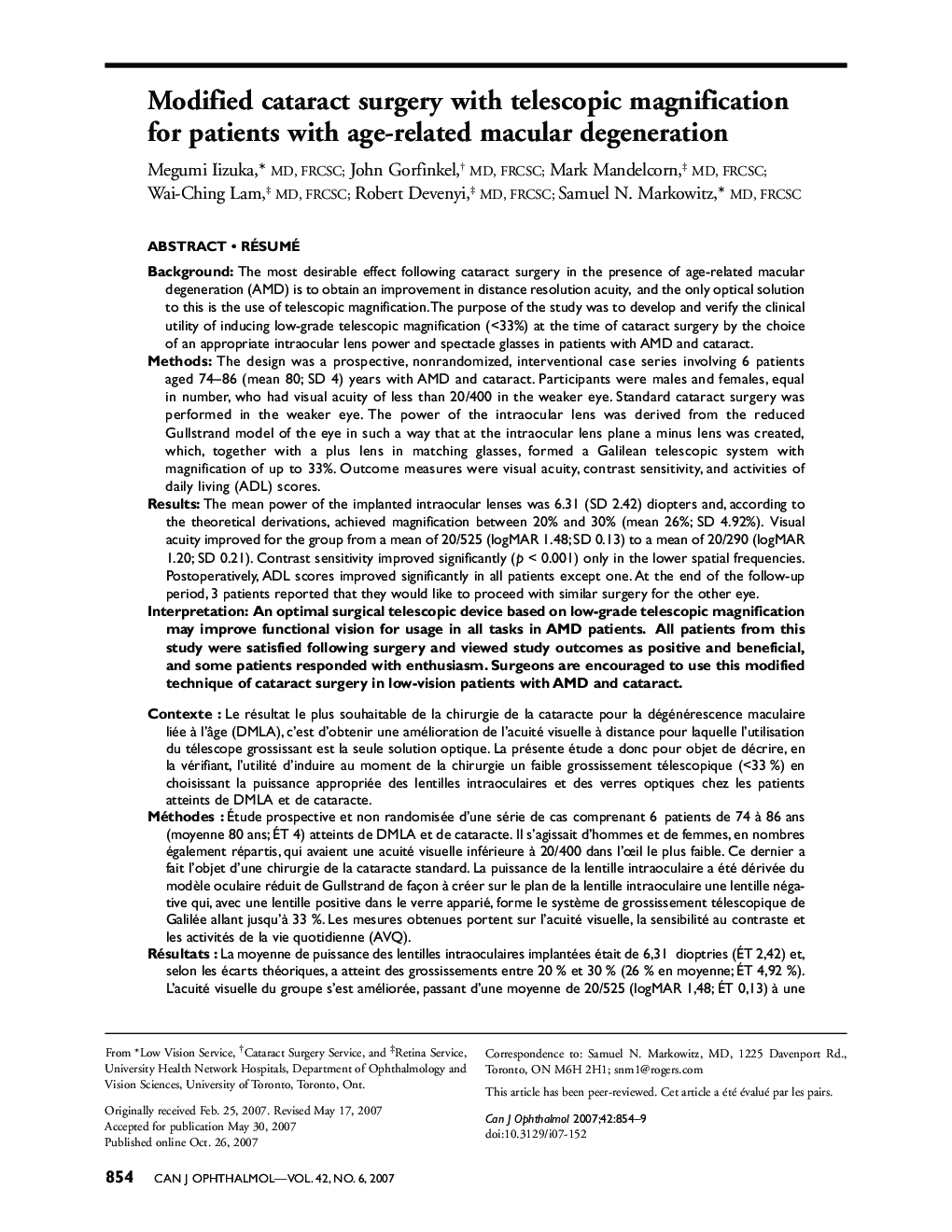 Modified cataract surgery with telescopic magnification for patients with age-related macular degeneration *