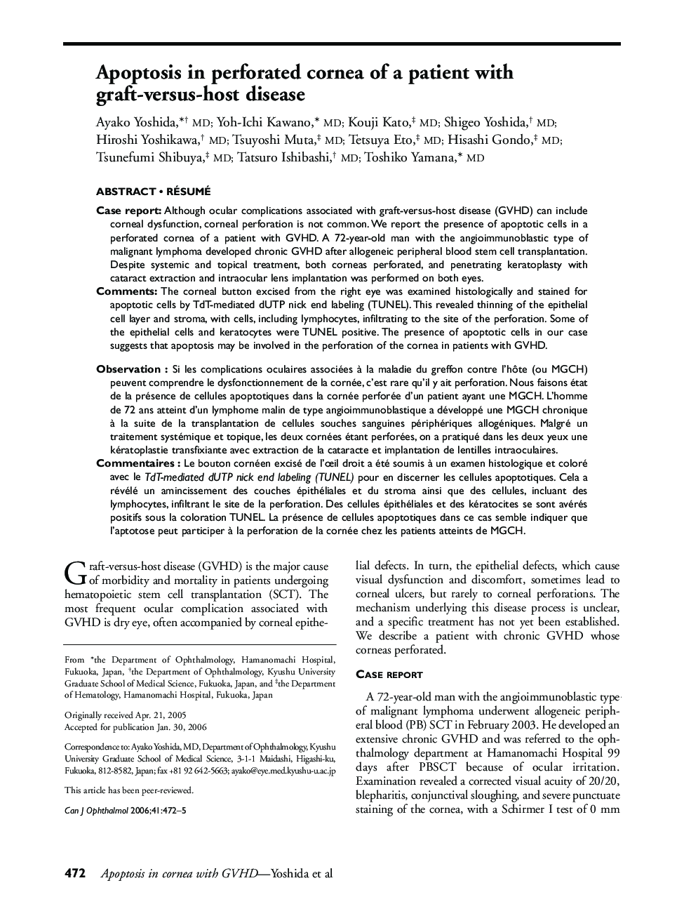 Apoptosis in perforated cornea of a patient with graft-versus-host disease a