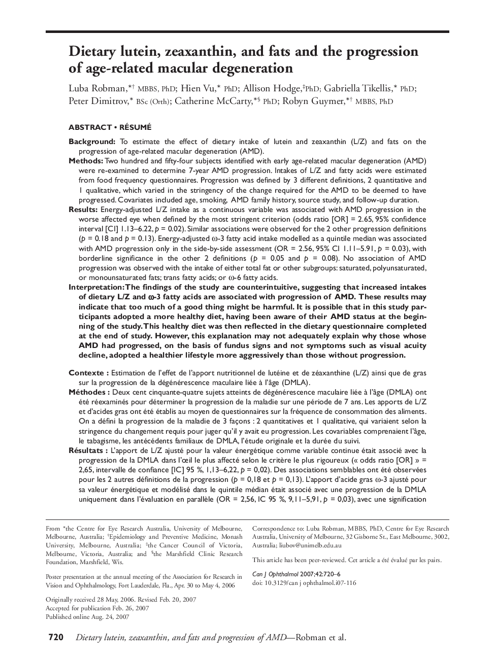 Dietary lutein, zeaxanthin, and fats and the progression of age-related macular degeneration 2
