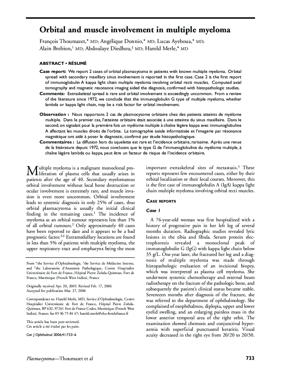 Orbital and muscle involvement in multiple myeloma 1
