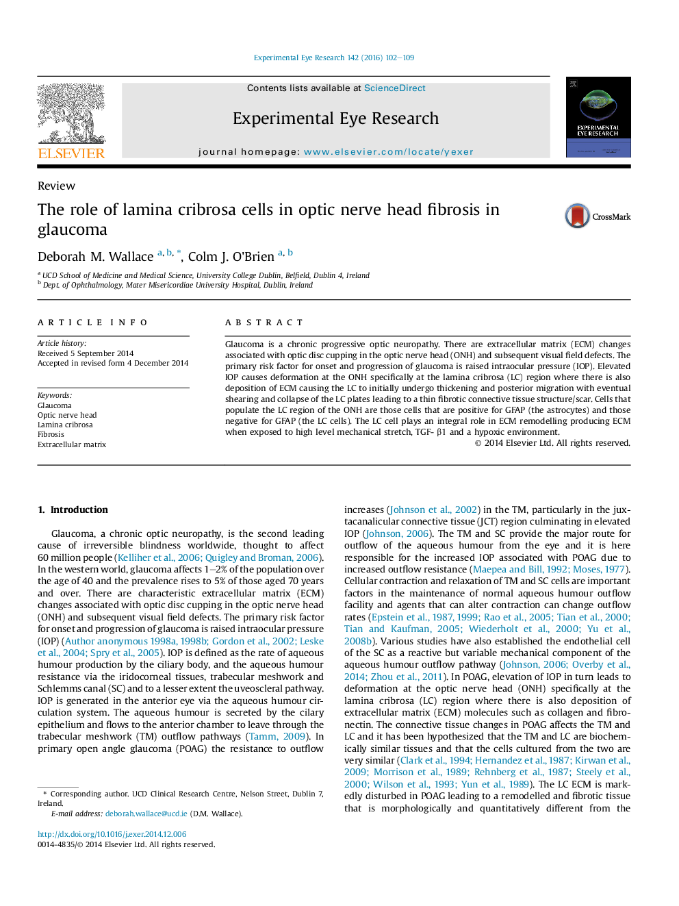 The role of lamina cribrosa cells in optic nerve head fibrosis in glaucoma