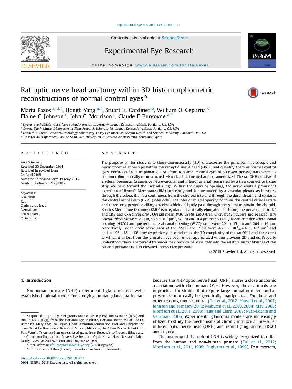 Rat optic nerve head anatomy within 3D histomorphometric reconstructions of normal control eyes 