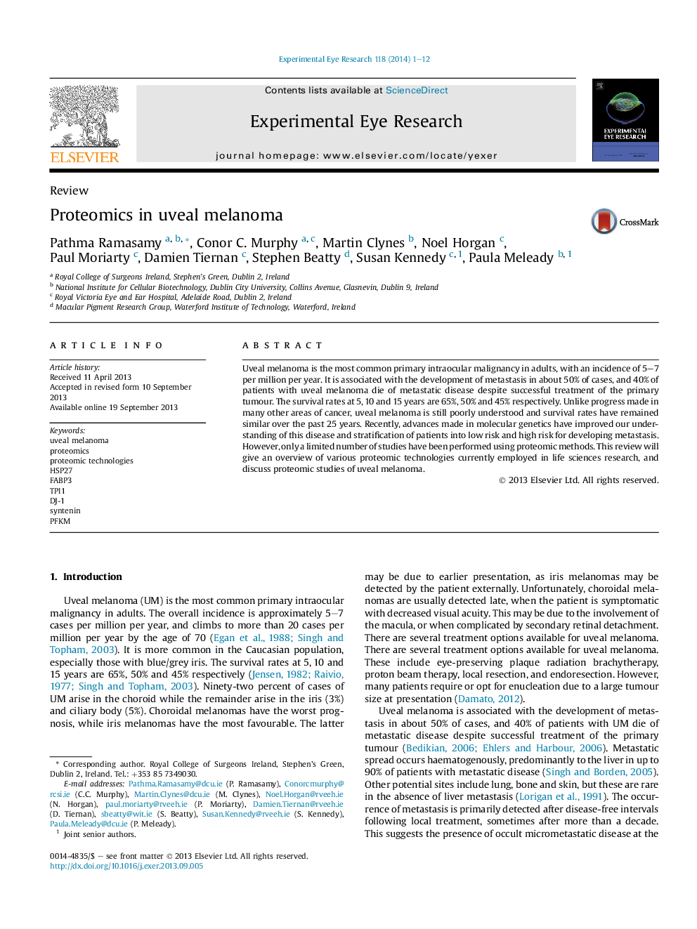 Proteomics in uveal melanoma