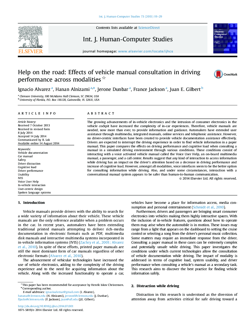 Help on the road: Effects of vehicle manual consultation in driving performance across modalities 