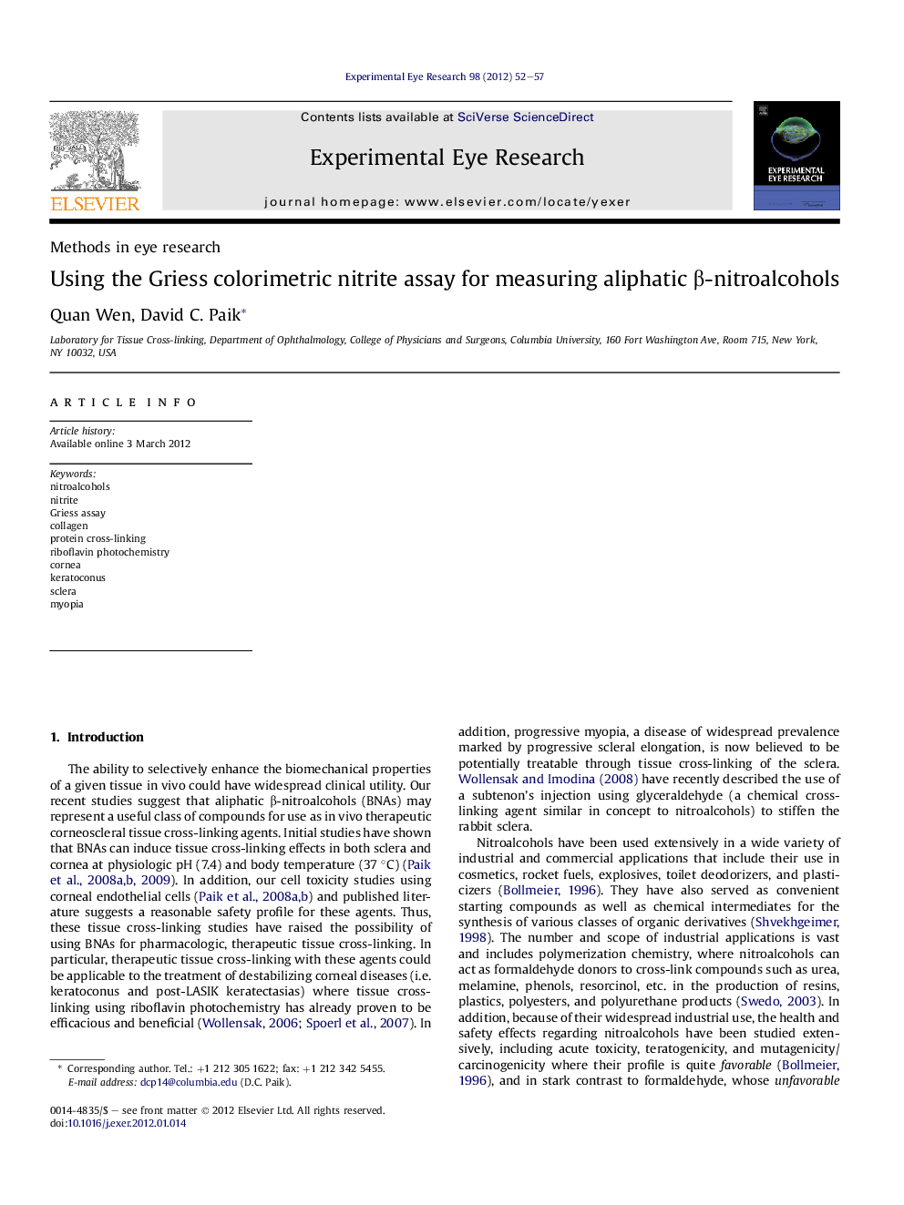 Using the Griess colorimetric nitrite assay for measuring aliphatic β-nitroalcohols