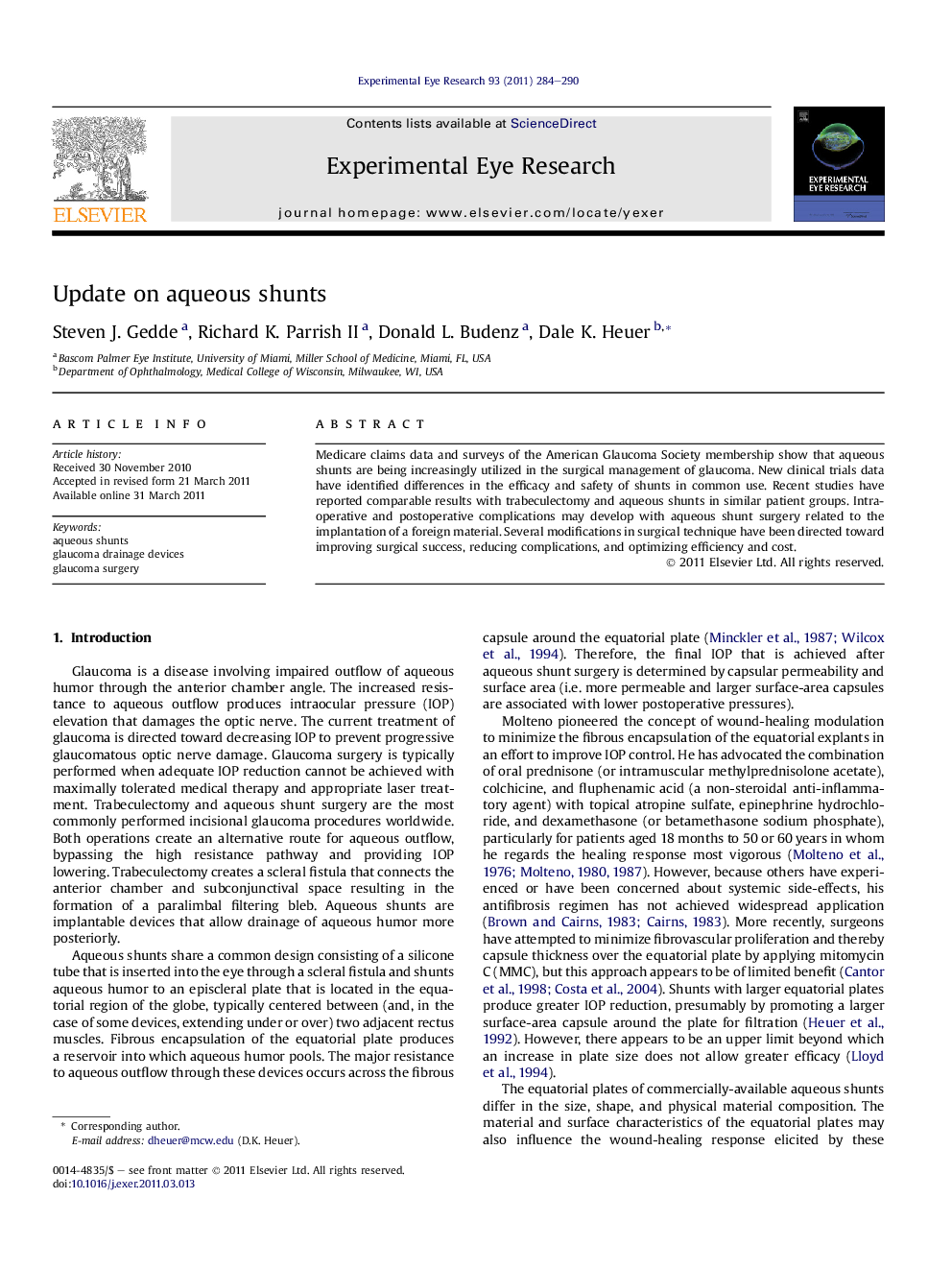 Update on aqueous shunts