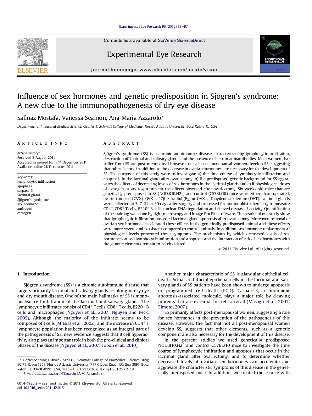 Influence of sex hormones and genetic predisposition in Sjögren’s syndrome: A new clue to the immunopathogenesis of dry eye disease