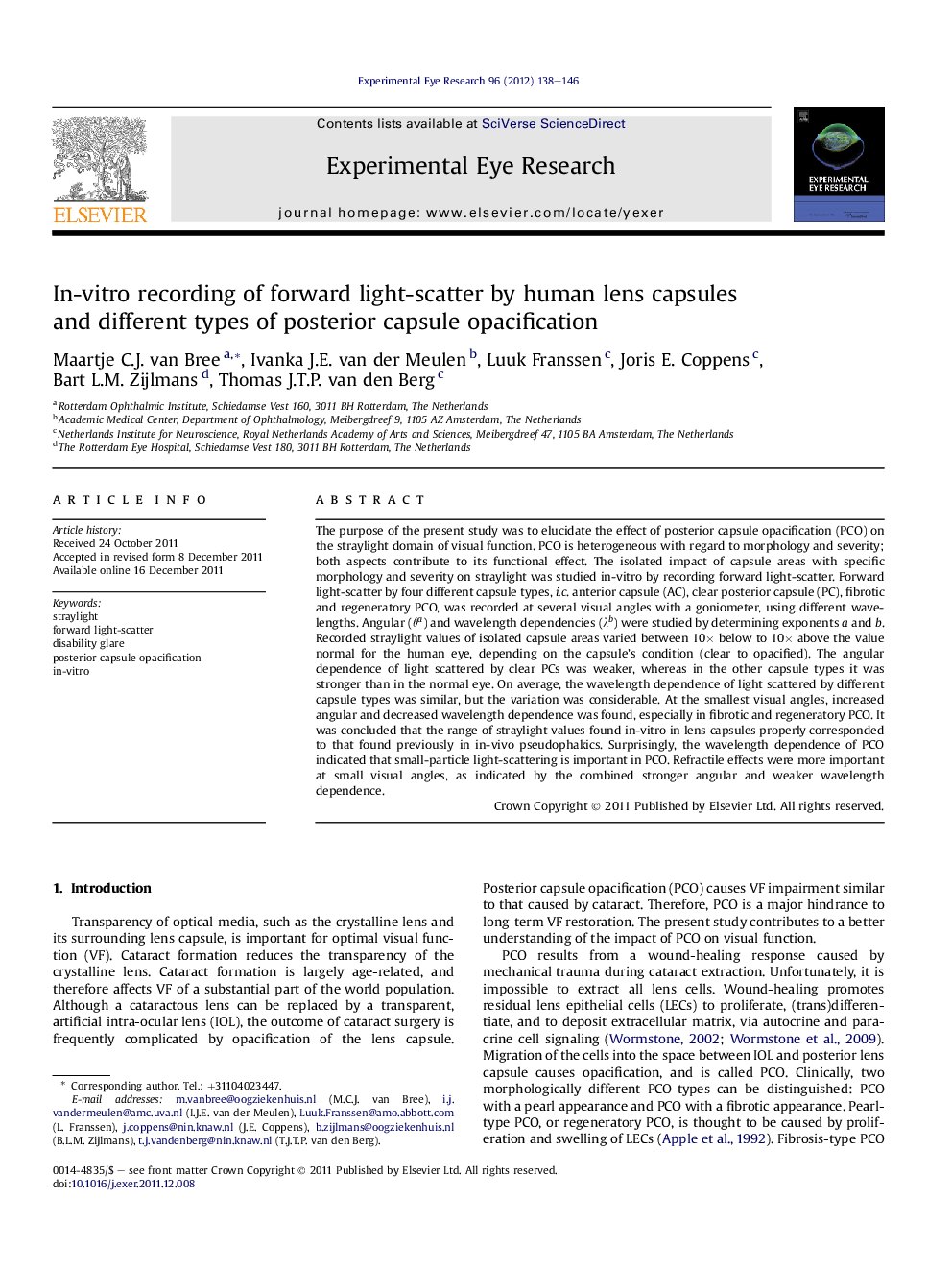 In-vitro recording of forward light-scatter by human lens capsules and different types of posterior capsule opacification