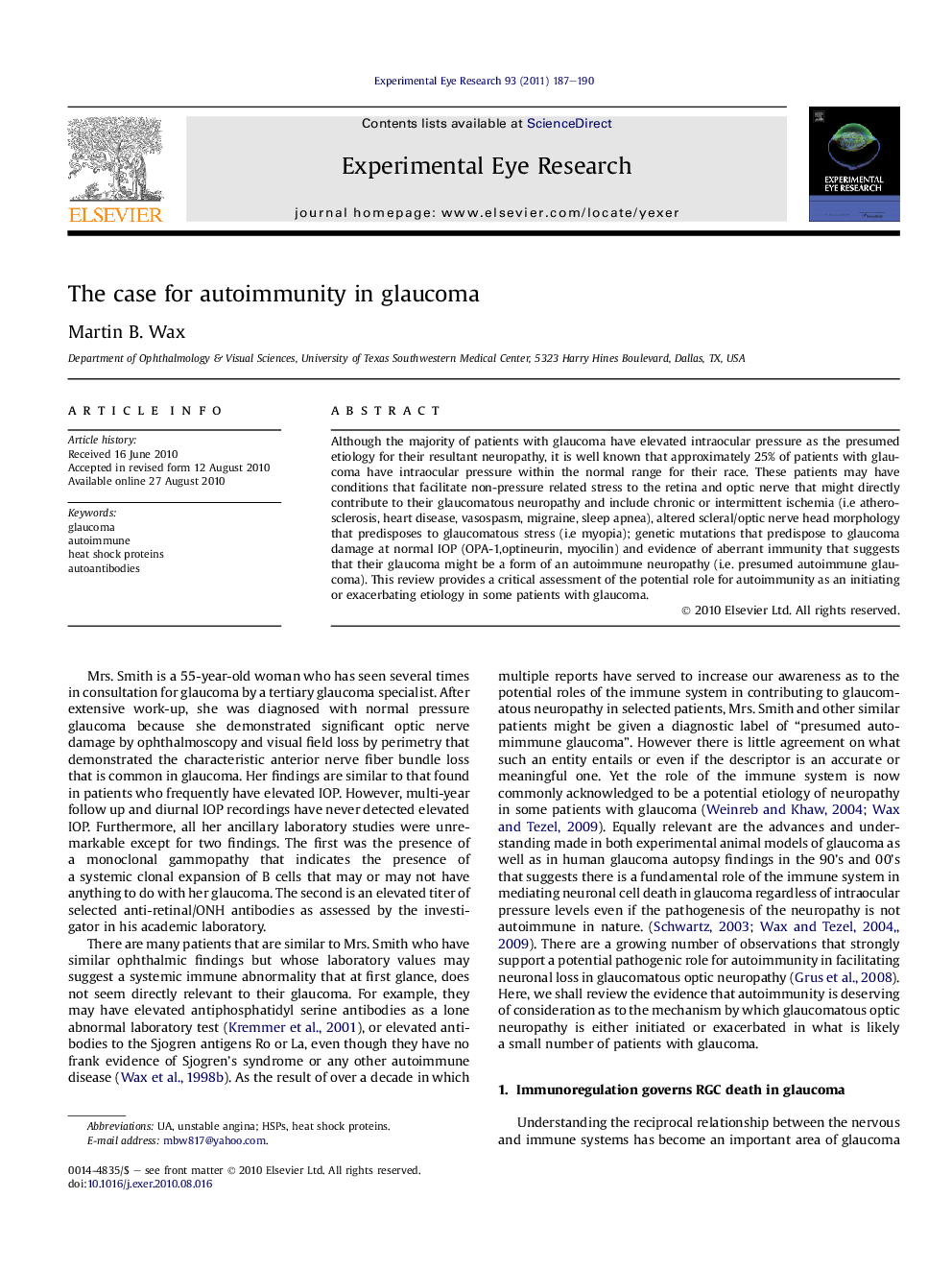 The case for autoimmunity in glaucoma