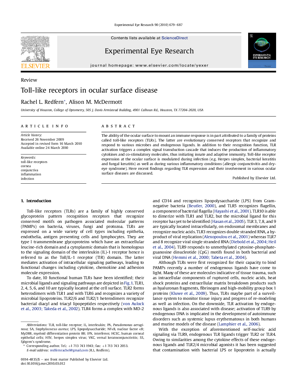 Toll-like receptors in ocular surface disease