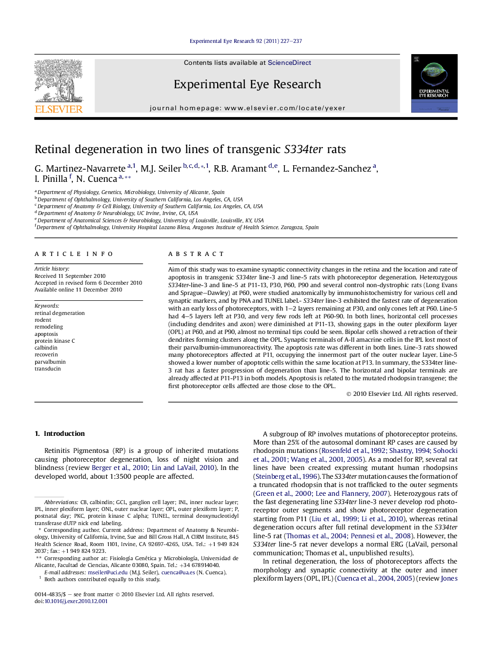 Retinal degeneration in two lines of transgenic S334ter rats