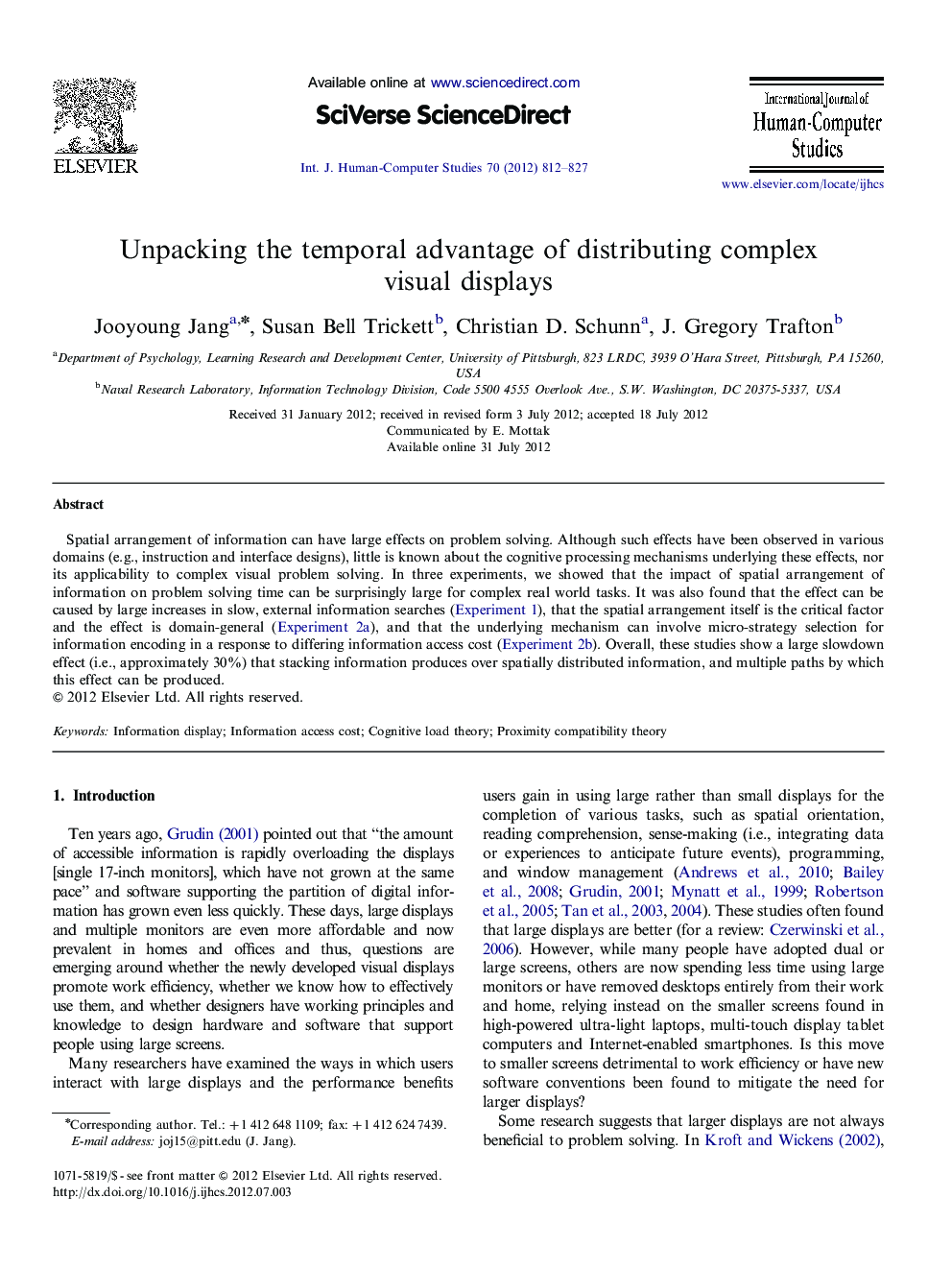 Unpacking the temporal advantage of distributing complex visual displays