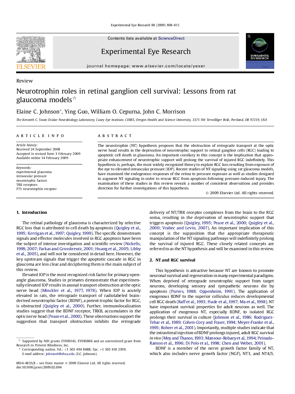 Neurotrophin roles in retinal ganglion cell survival: Lessons from rat glaucoma models 