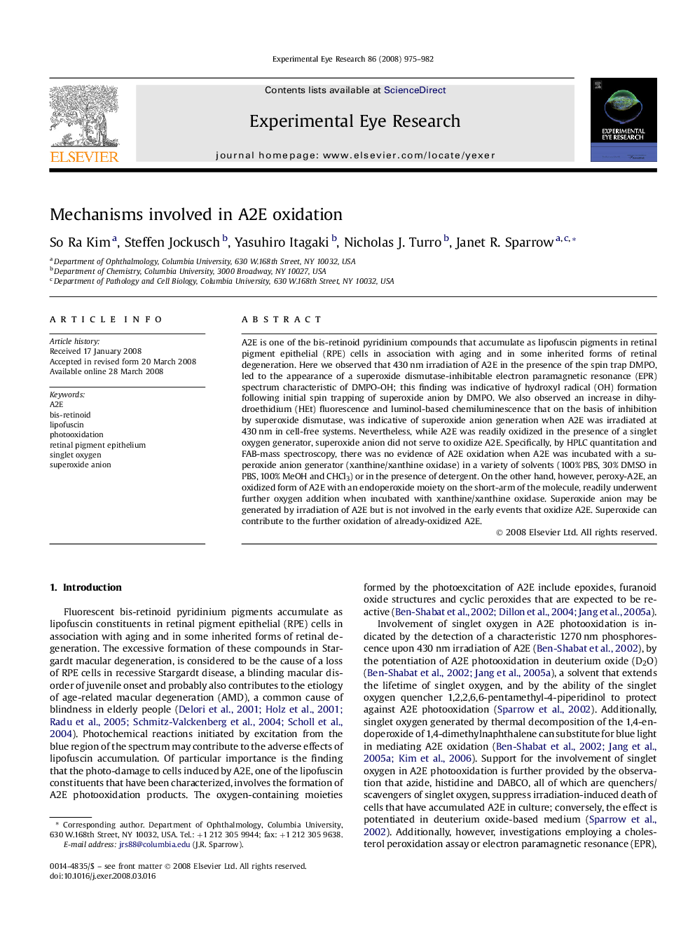 Mechanisms involved in A2E oxidation