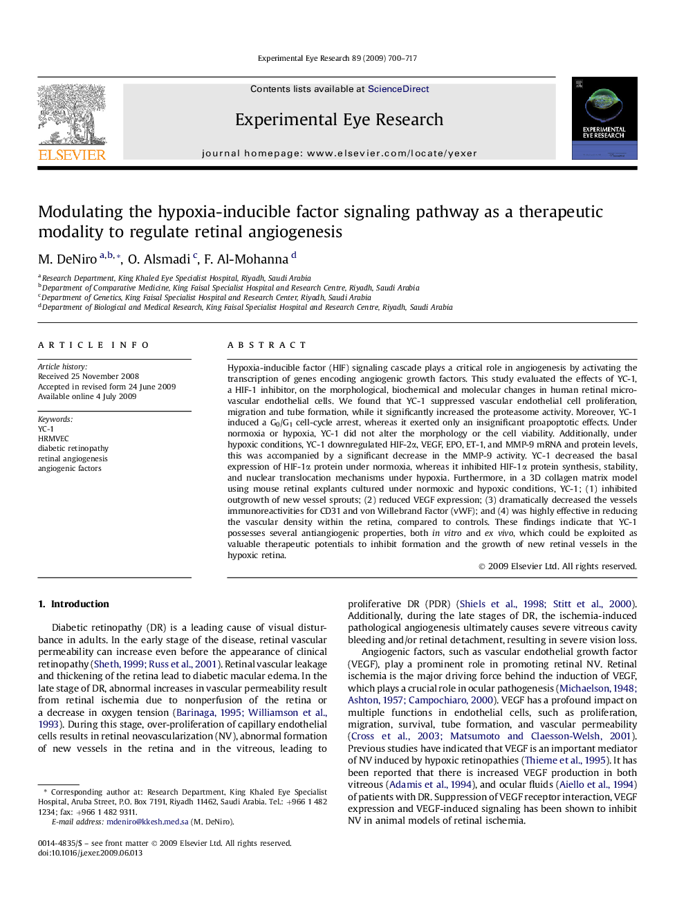 Modulating the hypoxia-inducible factor signaling pathway as a therapeutic modality to regulate retinal angiogenesis