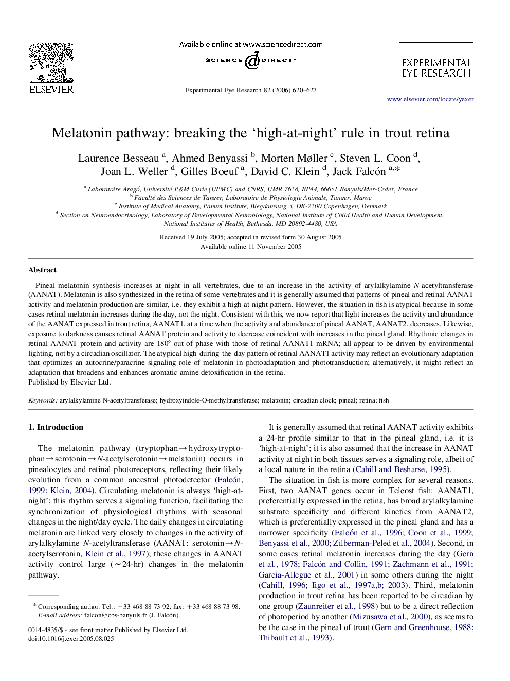 Melatonin pathway: breaking the ‘high-at-night’ rule in trout retina