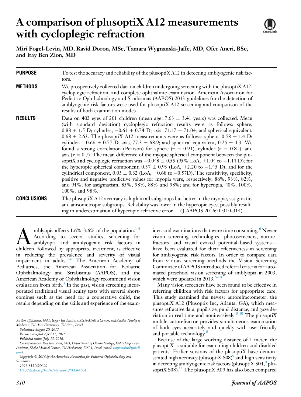 A comparison of plusoptiX A12 measurements with cycloplegic refraction