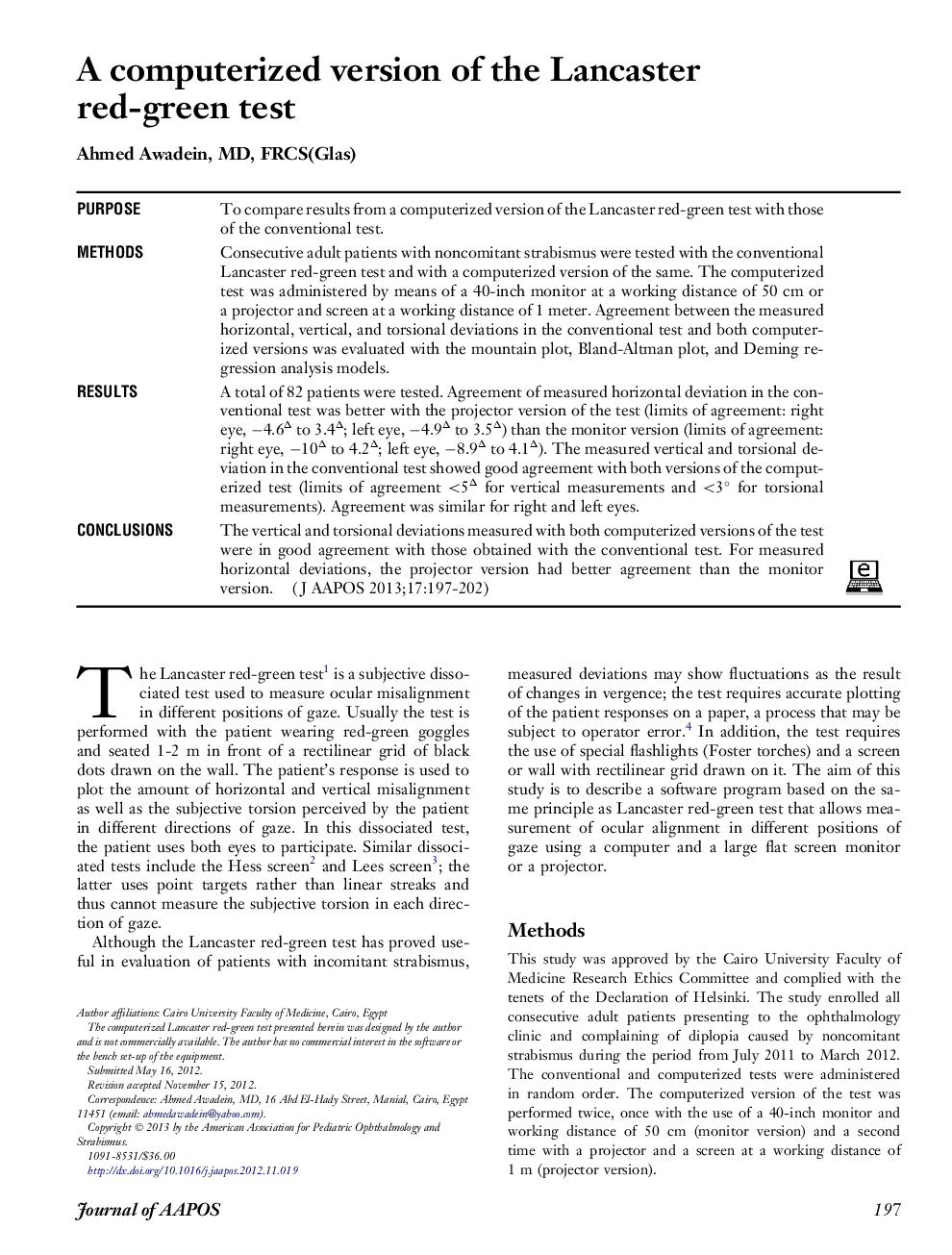 A computerized version of the Lancaster red-green test 