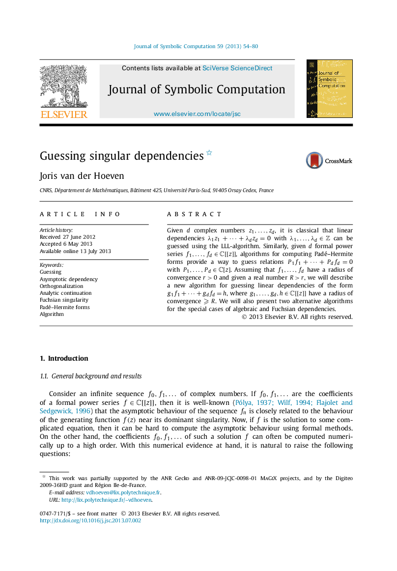 Guessing singular dependencies 